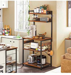 5-Tier Kitchen Baker’s Rack with Power Outlet & Storage Shelves