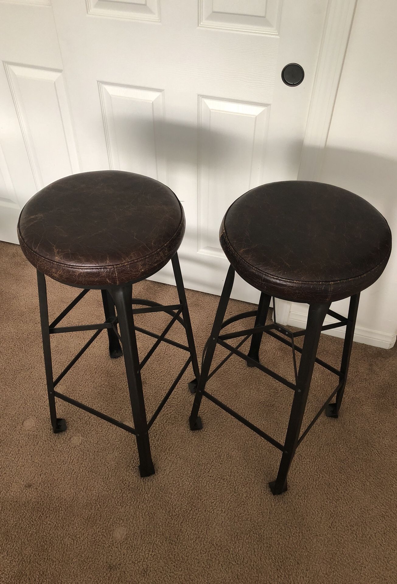 Pottery Barn Decker Leather Bar Stool Bar Height