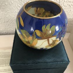 Metropolitan Museum Of Art  Wisteria Cloisonné Votive Blue Bowl In Original Box 