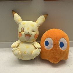 Stuffed Pikachu and Packman Ghost