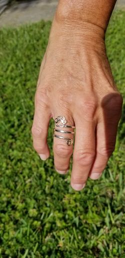 Silver toned Paw print heart ring