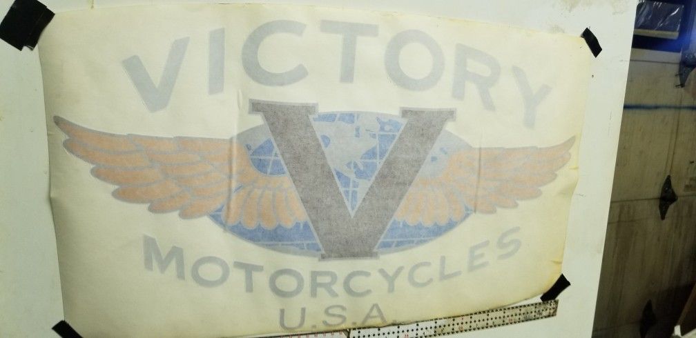 Victory Motorcycle 25"x14" Window Decal Vintage