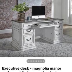 New Magnolia Manor Executive Desk. Whitewash  Farmhouse 