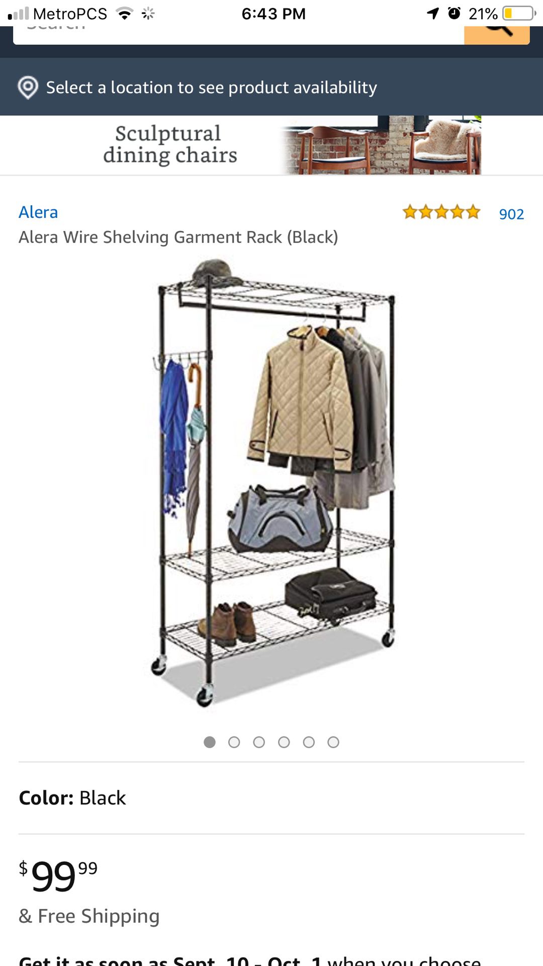 Alera clothes rack / closet organizer - chrome finish
