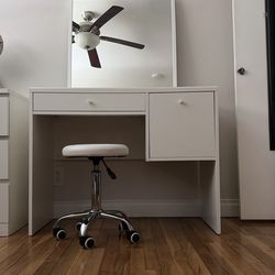 Ikea SYVDE Makeup Vanity with Mirror & Chair