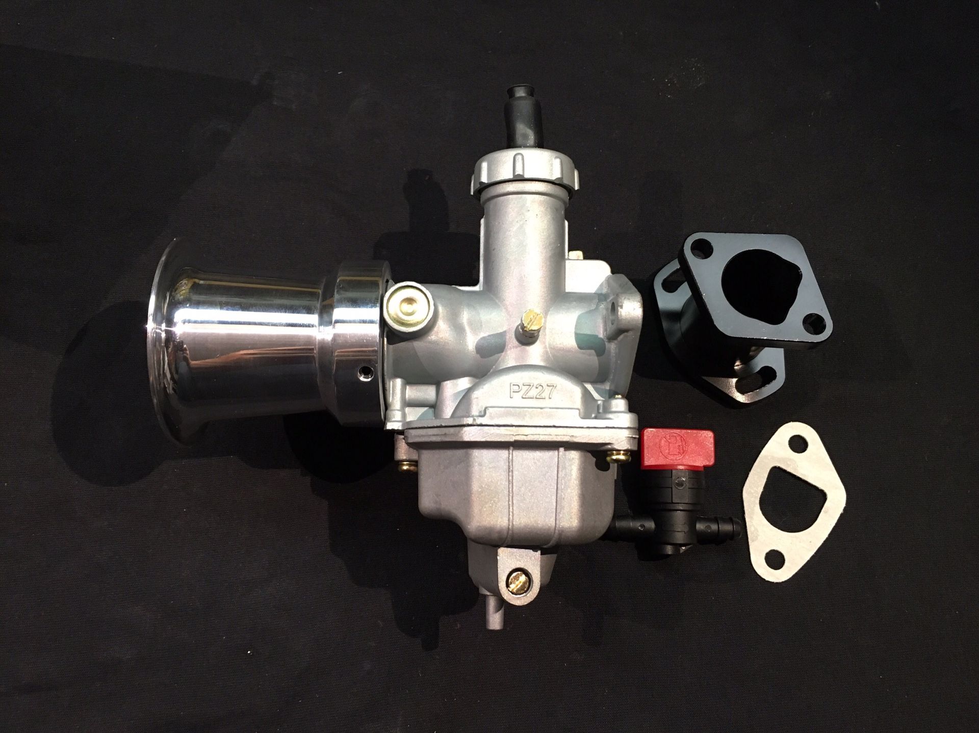 Minibike, jetted PZ27 carb / velocity stack / billet manifold & petcock, mini pocket pit bike 212cc