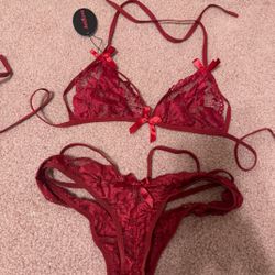 New Red Lingerie Bra Panty Set