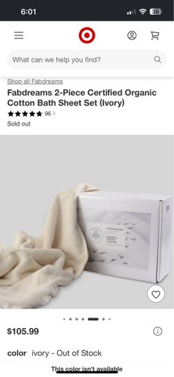Fabdreams 2-Piece Organic Cotton Bath Sheet Set Ivory