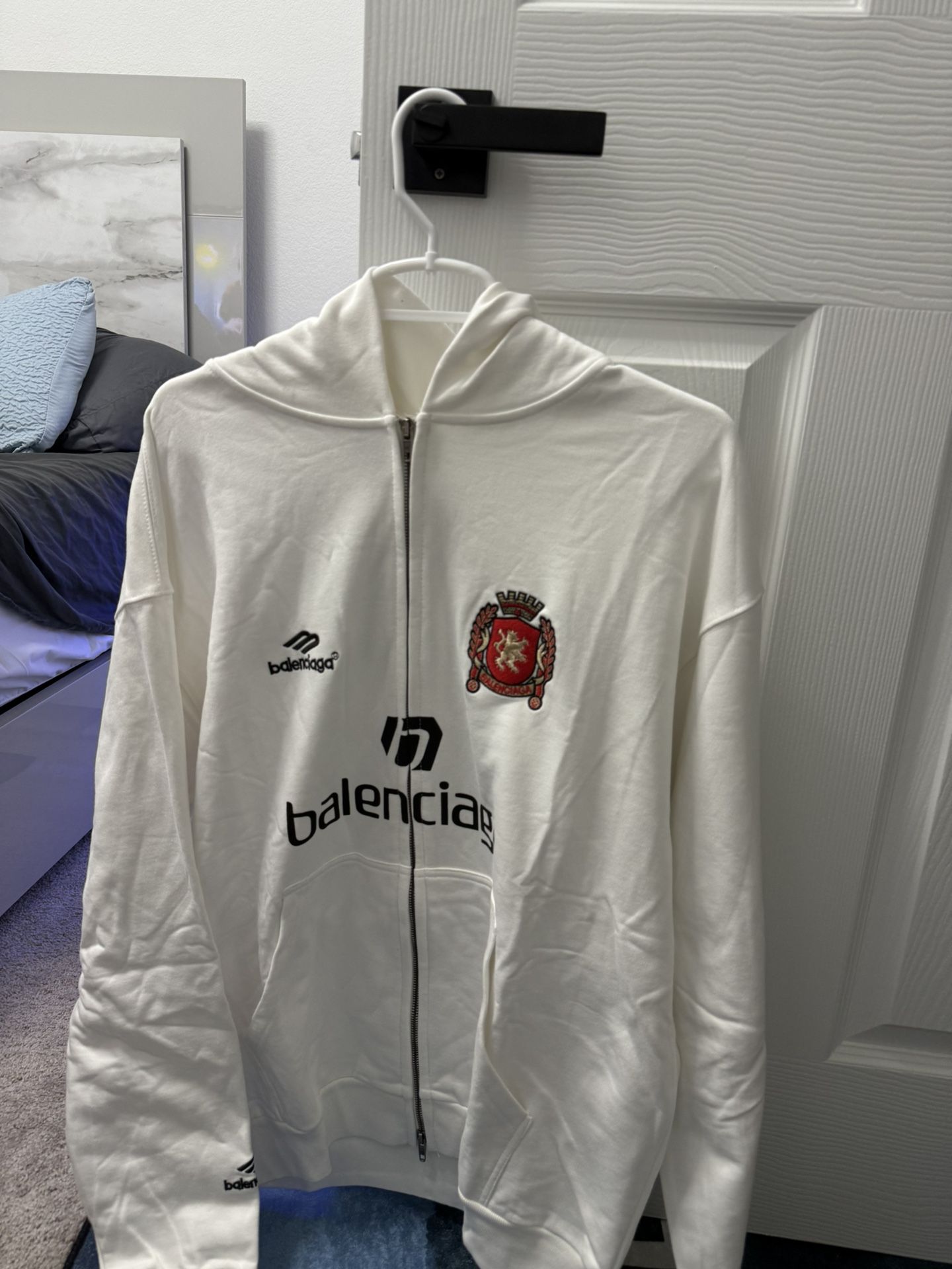 Balenciaga 10 United White Football Limited Edition Hooded Zipper Hoodie