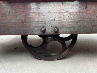 Antique Industrial Iron And Wood Cart Wheel,  Table