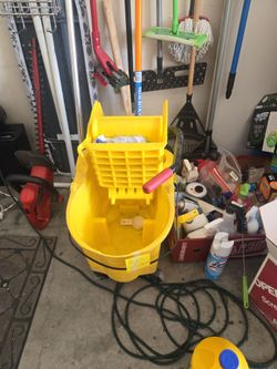 Yellow Commercial Mop Bucket with Wringer