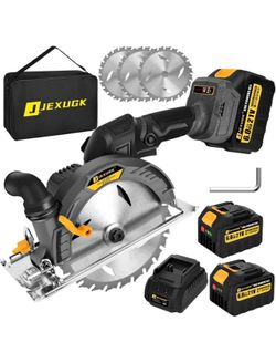 JEXUGK 6-1/2" Circular Saw, Cordless Sierra Circular Inalambrica with 2 x 6.0AH Battery,