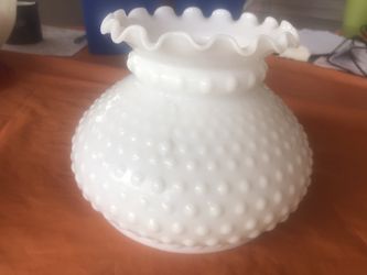 Opal Hobnail Lamp Shade with Scalloped Top