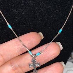 Real turquoise 925 chain with cross