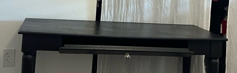 Black Wood Desk with Keyboard Tray