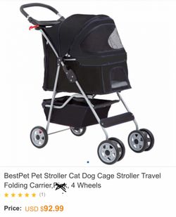 Black - Pet /Cat Stroller
