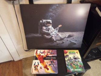 Bundle deal painted picture and 2 great books