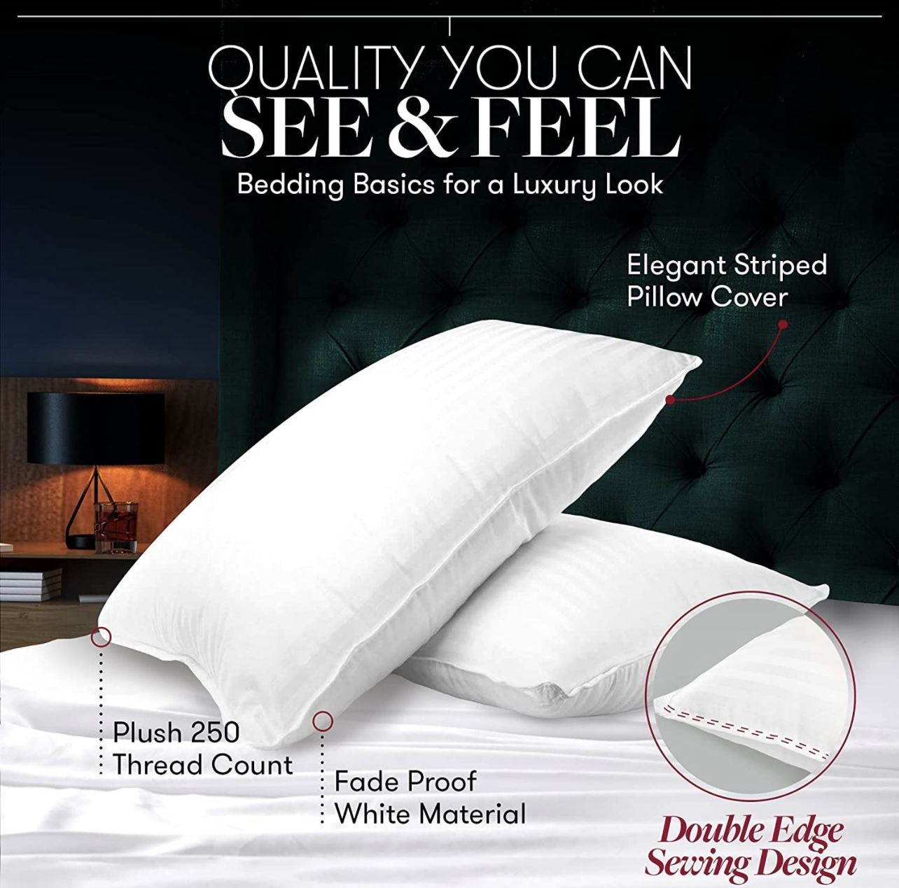 Beckham Hotel Collection Bed Pillows for Sleeping Queen Size, Set