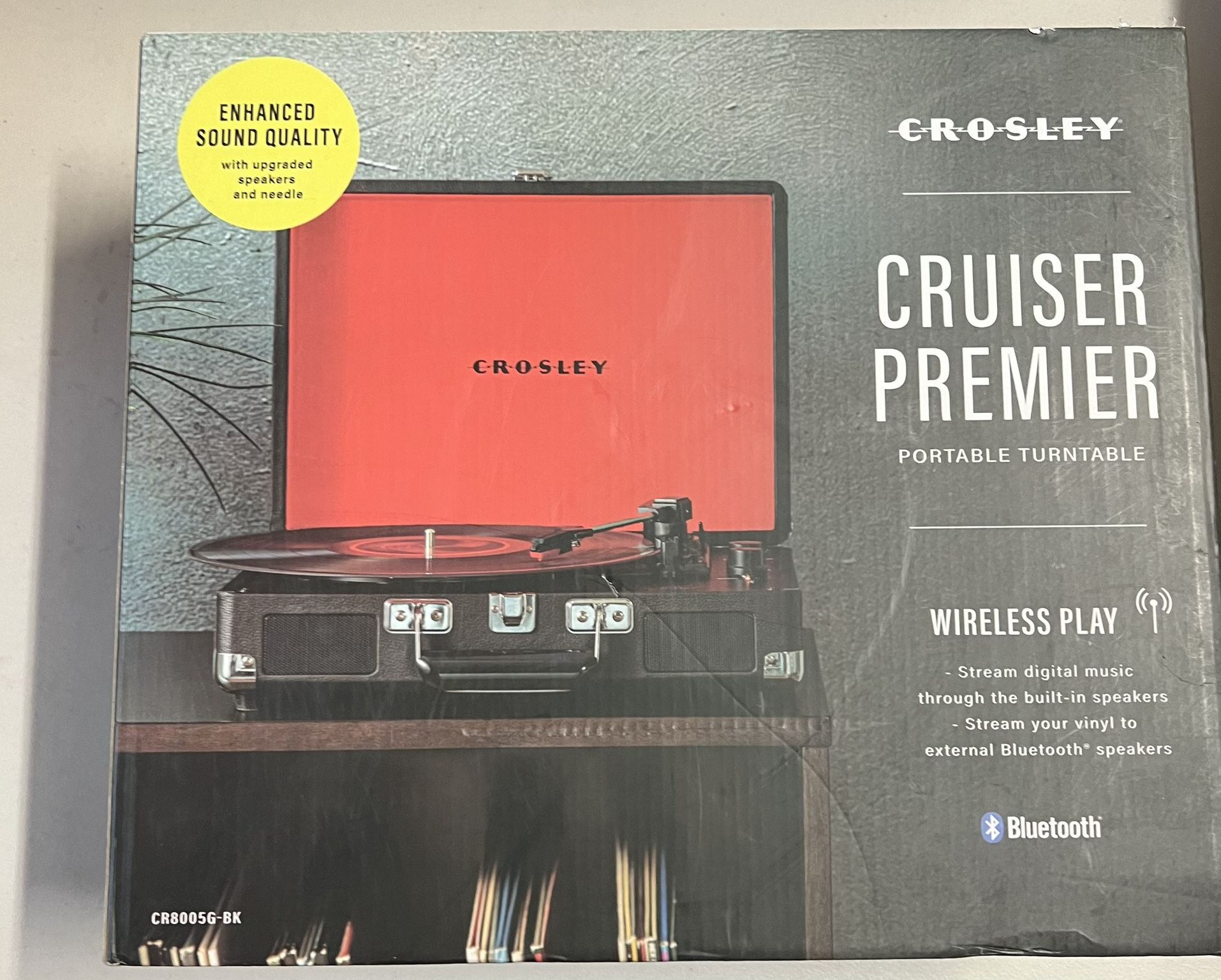 Crosley CR8005G-BK Cruiser Premier Vinyl Record Player with Speakers + Bluetooth (Black)