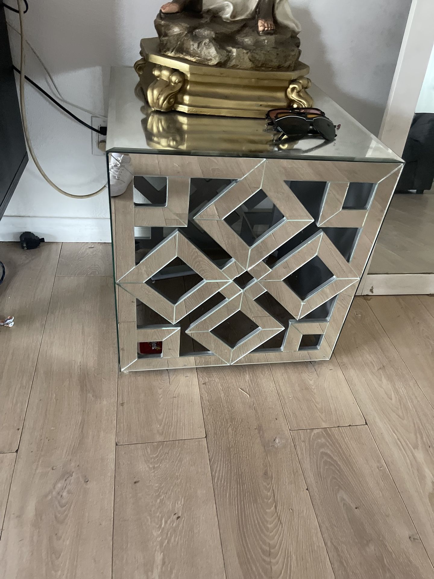 Square Mirror End Table