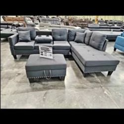 L-shape charcoal Color Sectional Sofa Set