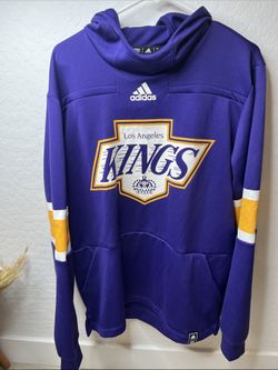 Los Angeles Kings / Lakers Adidas Reverse Retro Hoodie Purple Yellow Mens SZ L