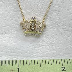 14K Solid Gold Crown Charm With Chain Available On Special Deal