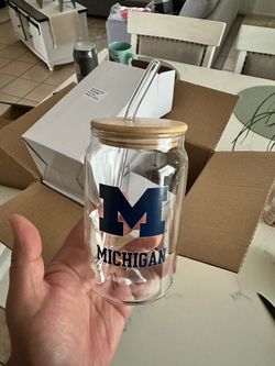 Glass Can Cup with Lid and Straw