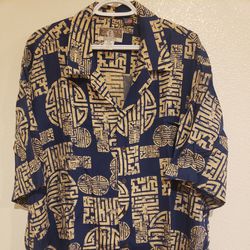 Kalaheo Men's Size 2XL Brown Blue Short Sleeve Button Up Hawaiian Shirt Preowned