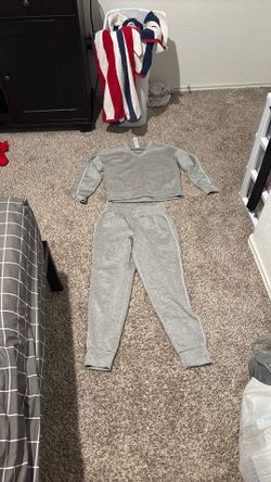 RBX Active 2-Piece Lounge Set Heather Grey V-Neck Sweatshirt & Joggers Sz S