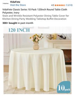 120inch Round Table Cloth Polyester, Ivory