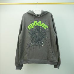 Grey Green Sp5der Hoodie