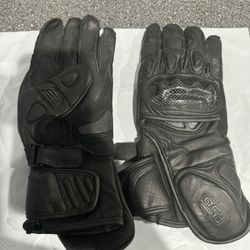 New Black Leather Motorcycle Gloves