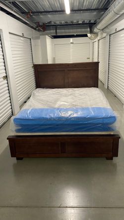 Queen bed frame with mattress