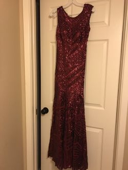 Burgundy Glittered Maxi Dress