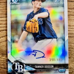 2018 Bowman Chrome Auto Tanner Dodson RC Refractor /447 Rays 1st Bowman