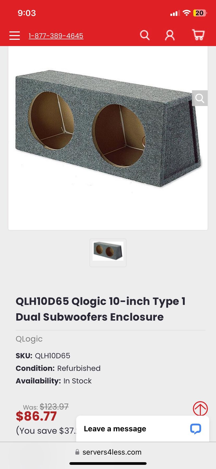 Qlogic 10-inch Type 1 Dual Subwoofers Enclosure / Box