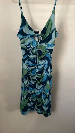 Blue Green Swirl Print dress