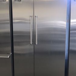 Viking 48”wide Built In Stainless Steel Side By Side Refrigerator 