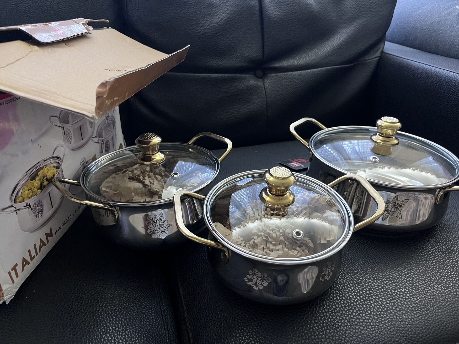 Italian Copper Steel floral Cookware. New.