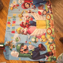 Mario Bros Birthday Backdrop