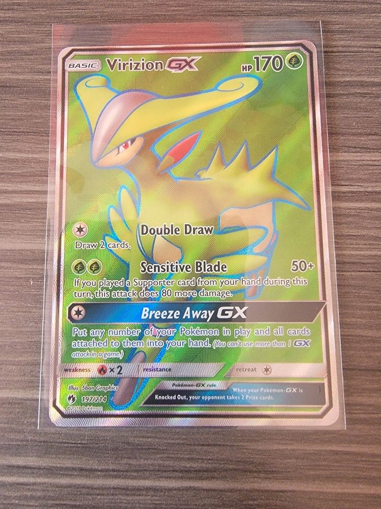 Virizion GX Full Art 197/214 Ultra Rare Lost Thunder Pokemon TCG Near Mint (NM)