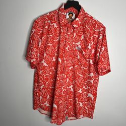 JK Collection By Old Smoke Kentucky Derby Button Down Shirt Mens Large Red Golf