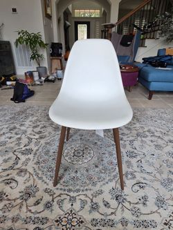 Project 62 Copley dinning chair White, walnut finish leg.