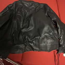 Little Girl Black Leather Jacket Size 7 By Gymboree 