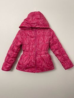 Disney Minnie Mouse Girls Pink Puffer Jacket Hooded Size 11/12