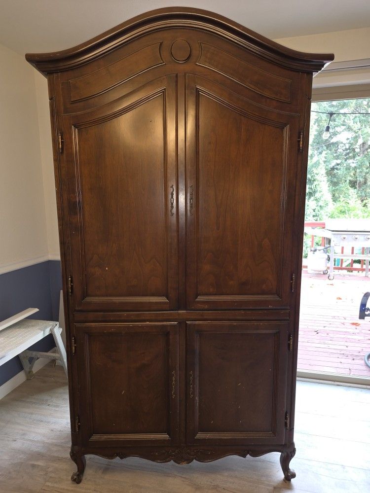 Real Wood Antique Armoire Shelf Dresser