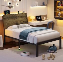 Twin bed frame with headboard