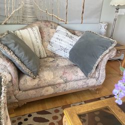 Sofa And Loveseat, 5 Pillows, 3 Tables,2 Lamps