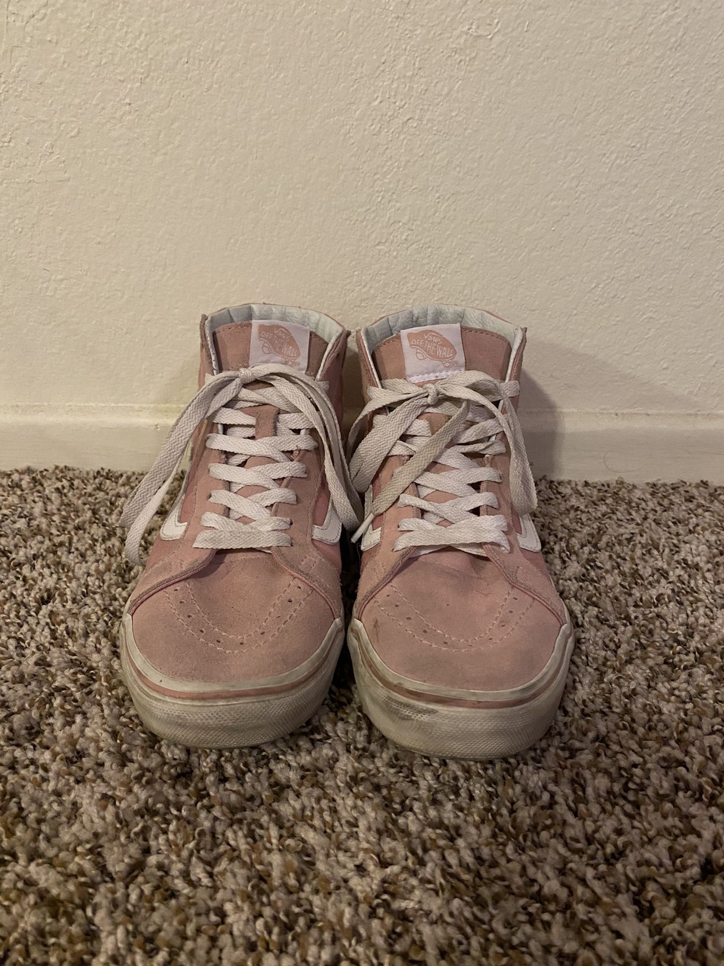 Pink vans high top shoes size men’s 7.5